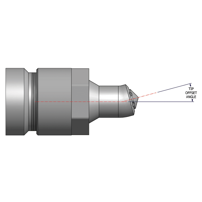 Illustration av tippen på SA (SpiralAir) luftatomiserande dysa. SA-dysan är konstruerad för att klara extremt tuffa miljöer, samt effektiv använding av tryckluft. SA-dysan är tillverkad av BETE Spray Technology.